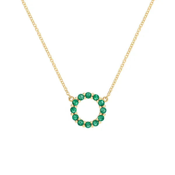 Personalized Rosecliff Small Circle Birthstone Necklace in 14k Gold sold by Haverhill