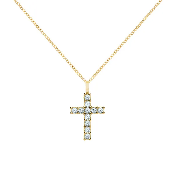Rosecliff Cross Aquamarine Pendant in 14k Gold (March) sold by Haverhill