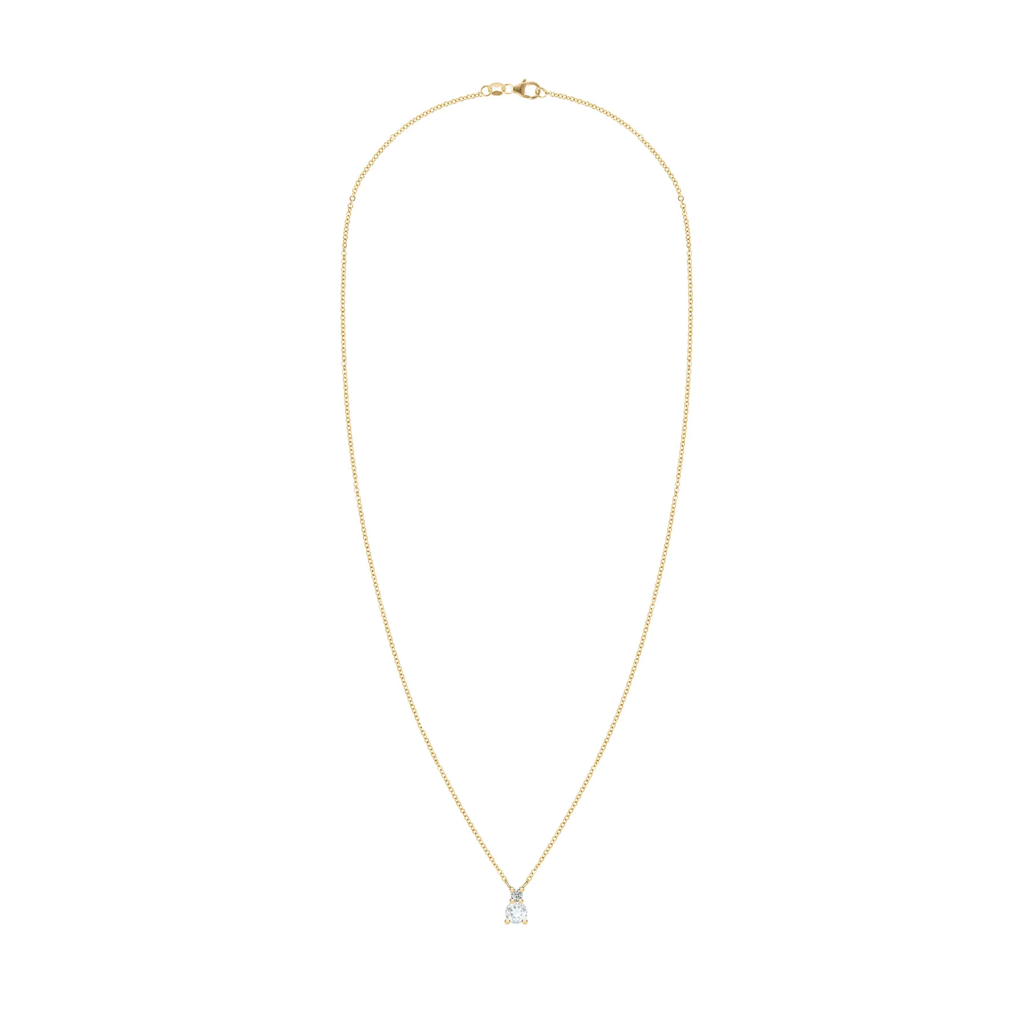 Personalized Greenwich Solitaire Birthstone & Diamond Necklace in 14k Gold sold by Haverhill product image thumbnail 4