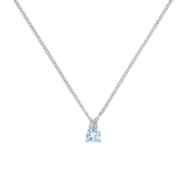 Personalized Greenwich Solitaire Birthstone & Diamond Necklace in 14k Gold sold by Haverhill