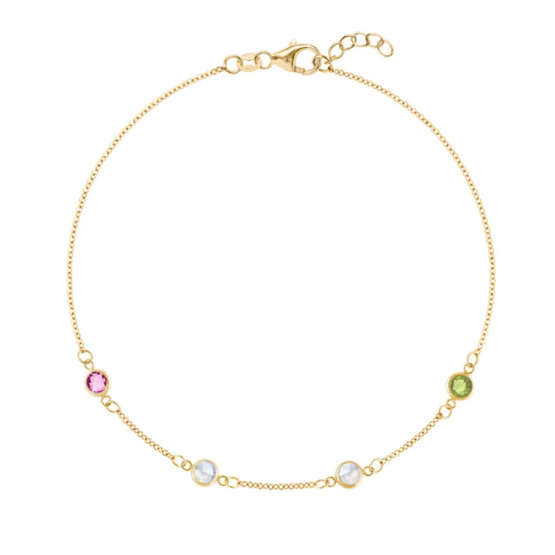 Personalized Classic 4 Birthstone Bracelet in 14k Gold sold by Haverhill