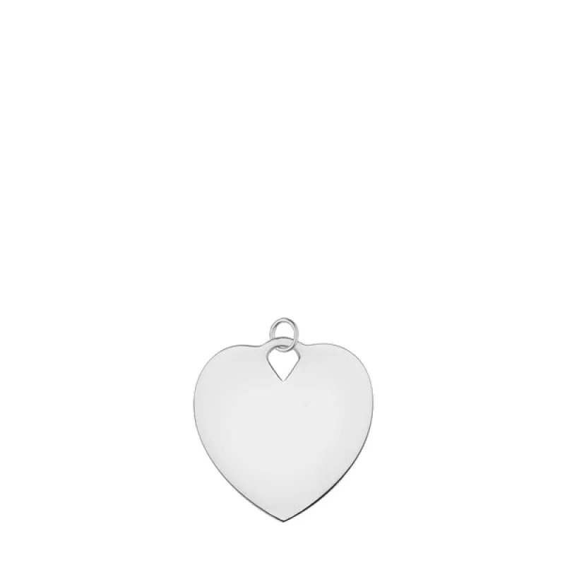Engravable Large Flat Heart Pendant in 14k Gold sold by Haverhill