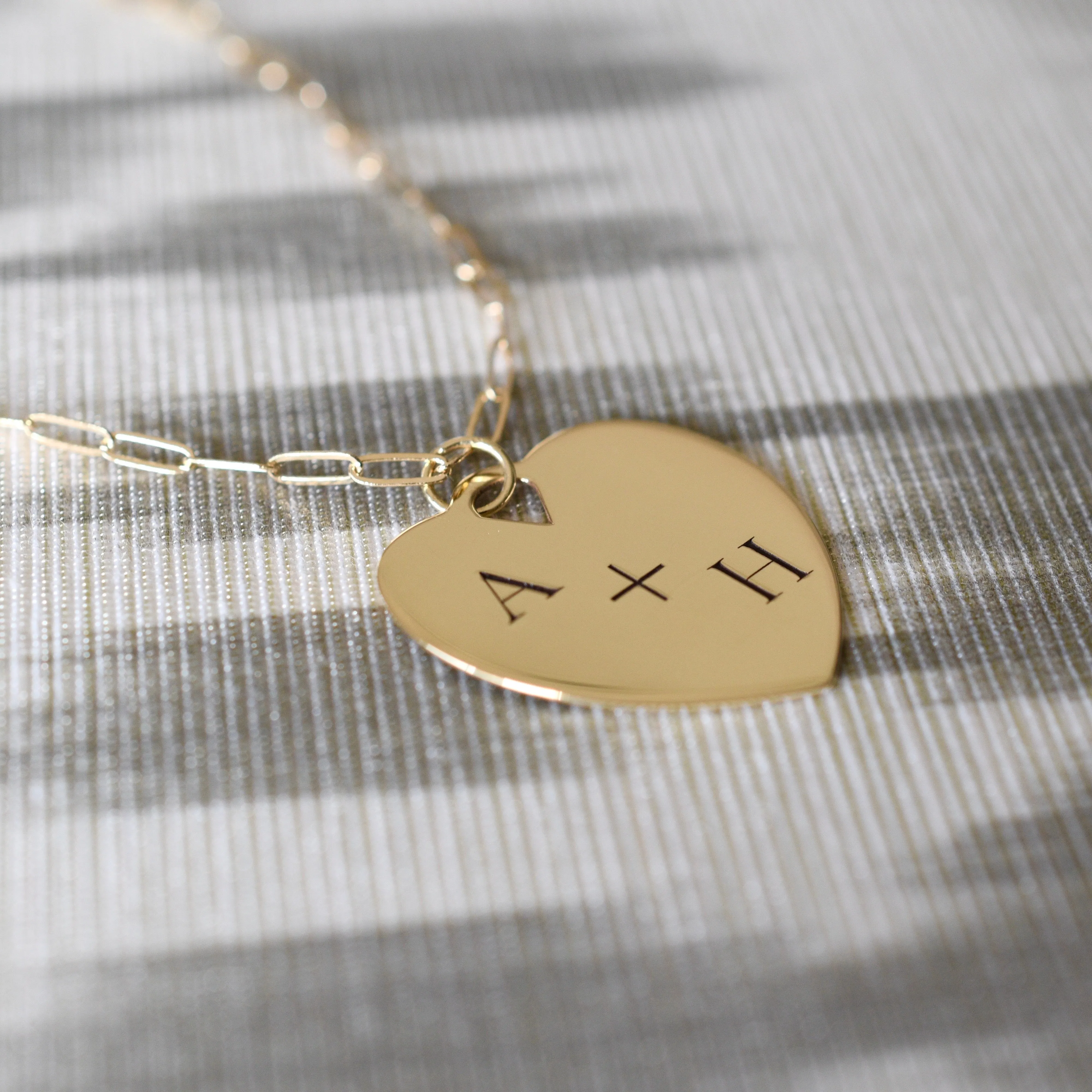 Engravable Large Flat Heart Pendant in 14k Gold sold by Haverhill product image thumbnail 3