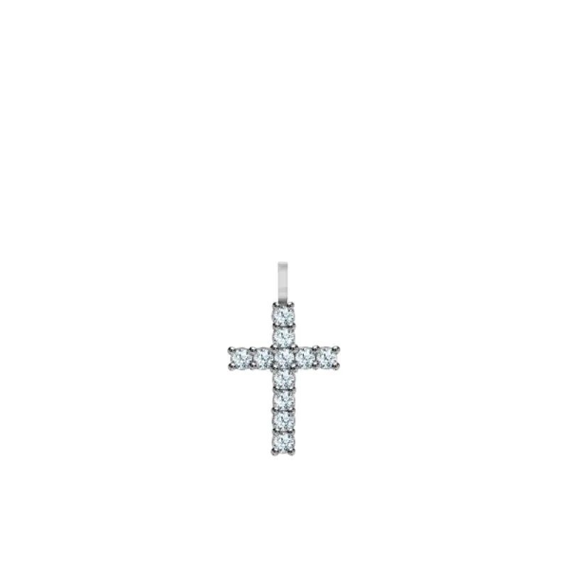 Rosecliff Cross Aquamarine Pendant in 14k Gold (March) sold by Haverhill