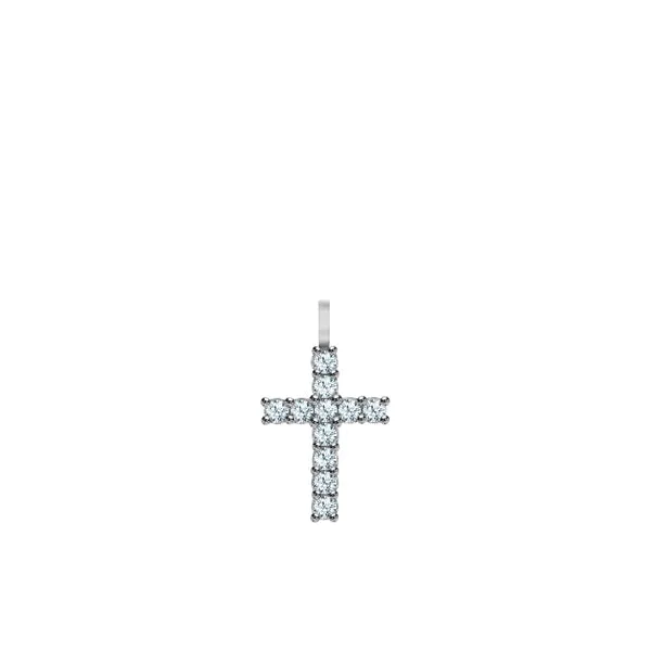 Rosecliff Cross Aquamarine Pendant in 14k Gold (March) sold by Haverhill