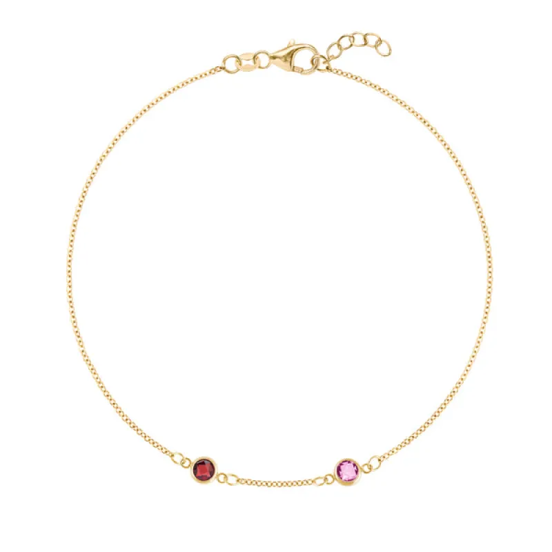 Personalized Classic 2 Birthstone Bracelet in 14k Gold sold by Haverhill