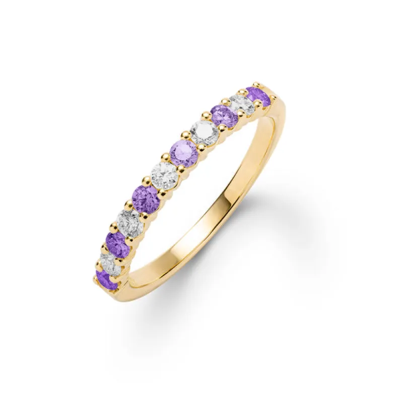 Personalized Rosecliff Birthstone Stackable Ring in 14k Gold sold by Haverhill