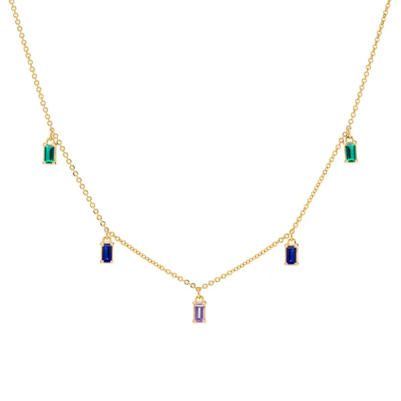 Personalized Providence 5 Birthstone Drop Necklace in 14k Gold sold by Haverhill