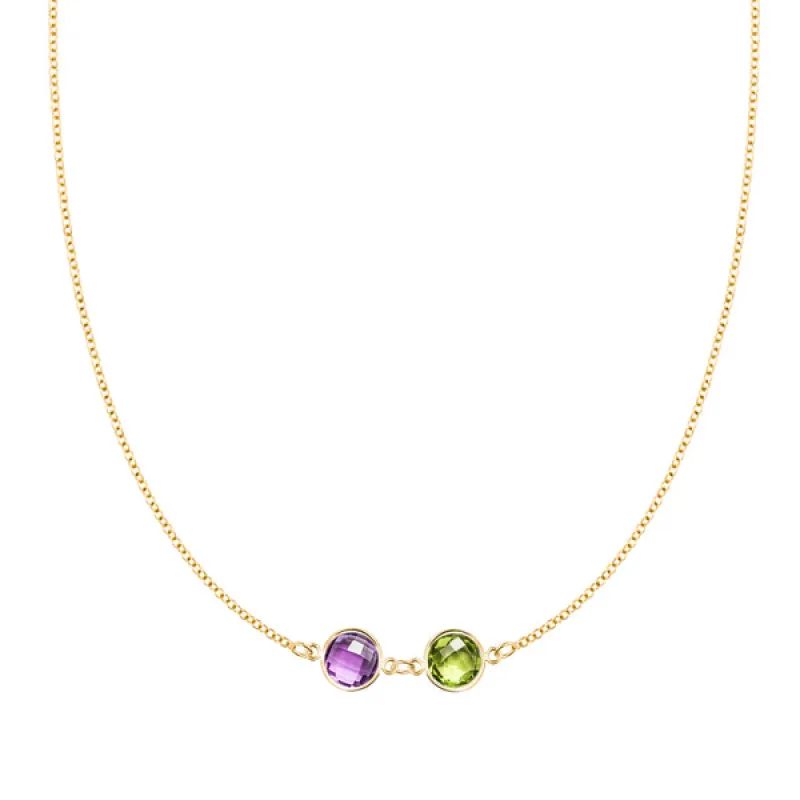 Personalized Grand 2 Connected Birthstone Necklace in 14k Gold sold by Haverhill