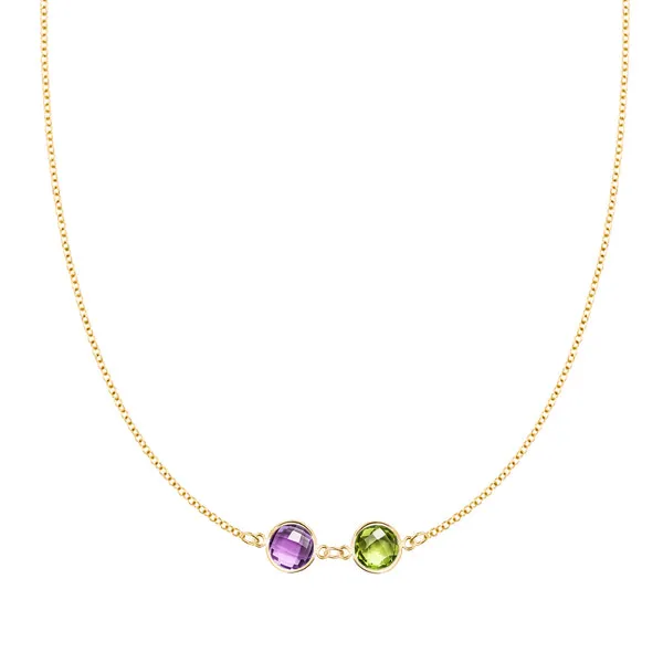 Personalized Grand 2 Connected Birthstone Necklace in 14k Gold sold by Haverhill