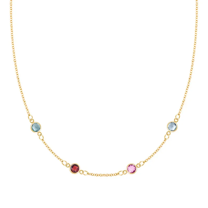 Personalized Classic 4 Birthstone Necklace in 14k Gold sold by Haverhill