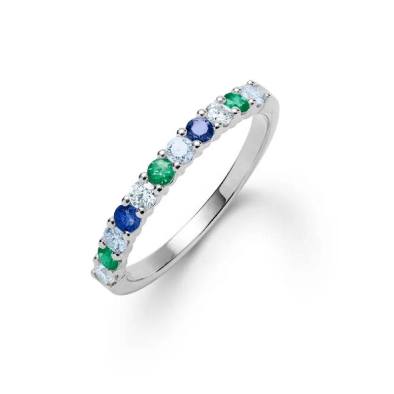 Personalized Rosecliff Birthstone Stackable Ring in 14k Gold sold by Haverhill