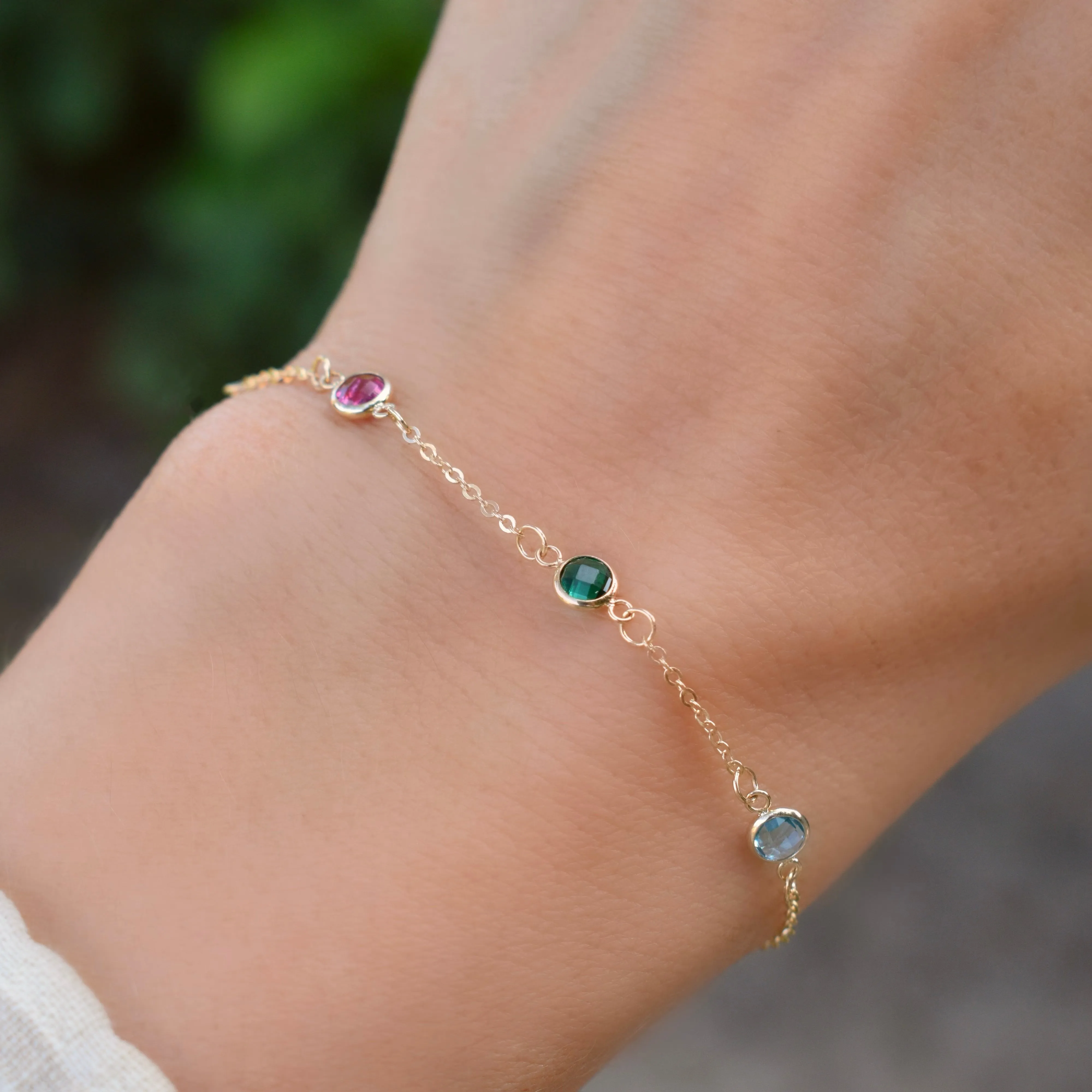 Personalized Classic 3 Birthstone Bracelet in 14k Gold sold by Haverhill product image thumbnail 3