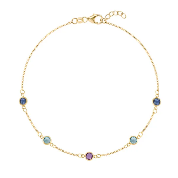 Personalized Classic 5 Birthstone Bracelet in 14k Gold sold by Haverhill