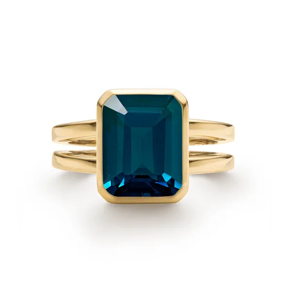 Personalized Warren Vertical Birthstone Ring in 14k Gold sold by Haverhill