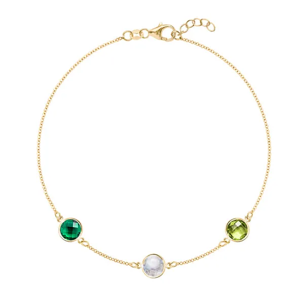 Personalized Grand 3 Birthstone Bracelet in 14k Gold sold by Haverhill