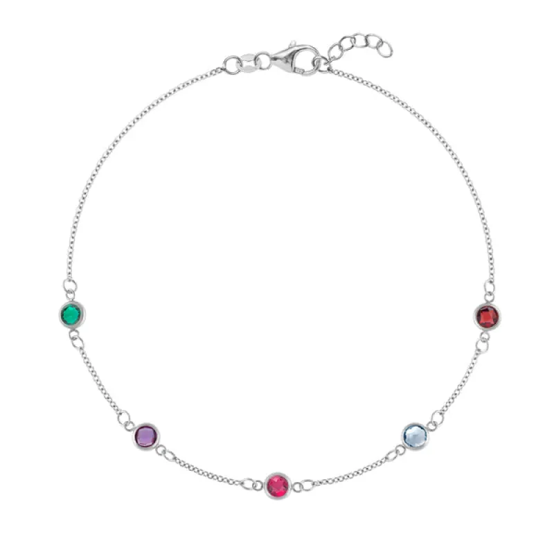 Personalized Classic 5 Birthstone Bracelet in 14k Gold sold by Haverhill