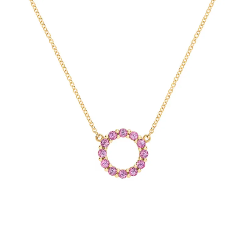 Personalized Rosecliff Small Circle Birthstone Necklace in 14k Gold sold by Haverhill