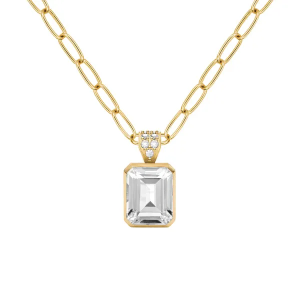 Personalized Warren Birthstone Pendant with Diamond Bale in 14k Gold sold by Haverhill