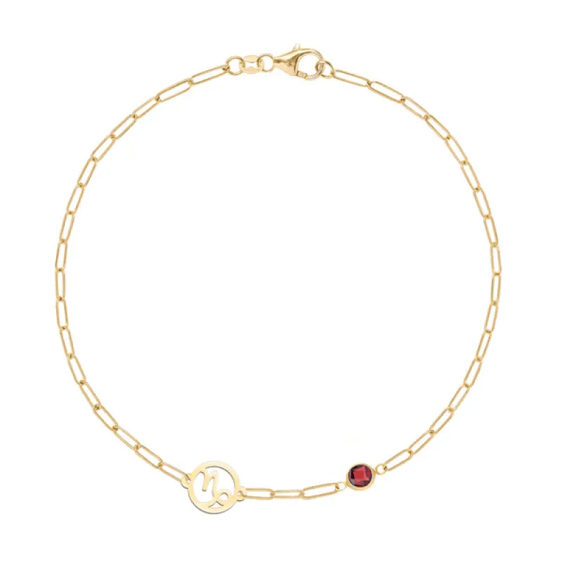 Personalized Zodiac & Birthstone Adelaide Mini Bracelet in 14k Gold sold by Haverhill
