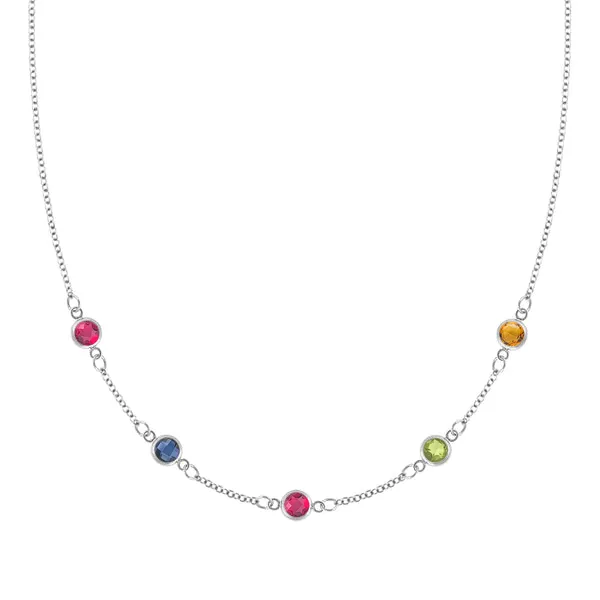 Personalized Classic 5 Birthstone Necklace in 14k Gold sold by Haverhill