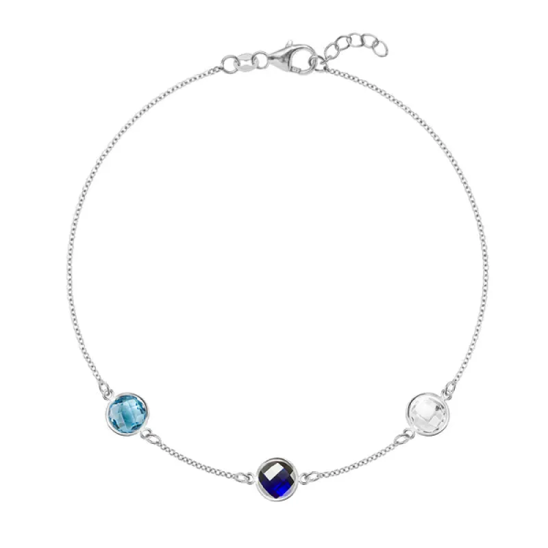 Personalized Grand 3 Birthstone Bracelet in 14k Gold sold by Haverhill