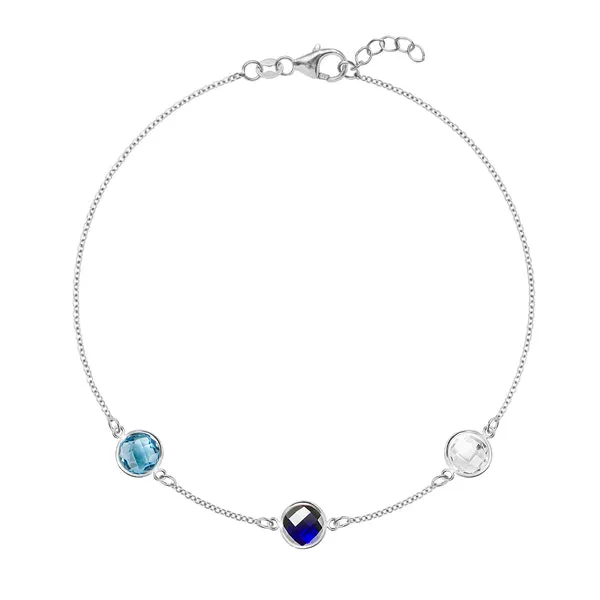 Personalized Grand 3 Birthstone Bracelet in 14k Gold sold by Haverhill