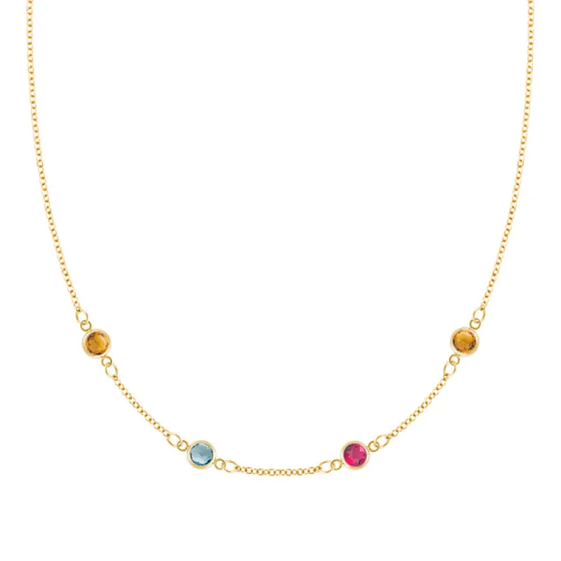 Personalized Classic 4 Birthstone Necklace in 14k Gold sold by Haverhill