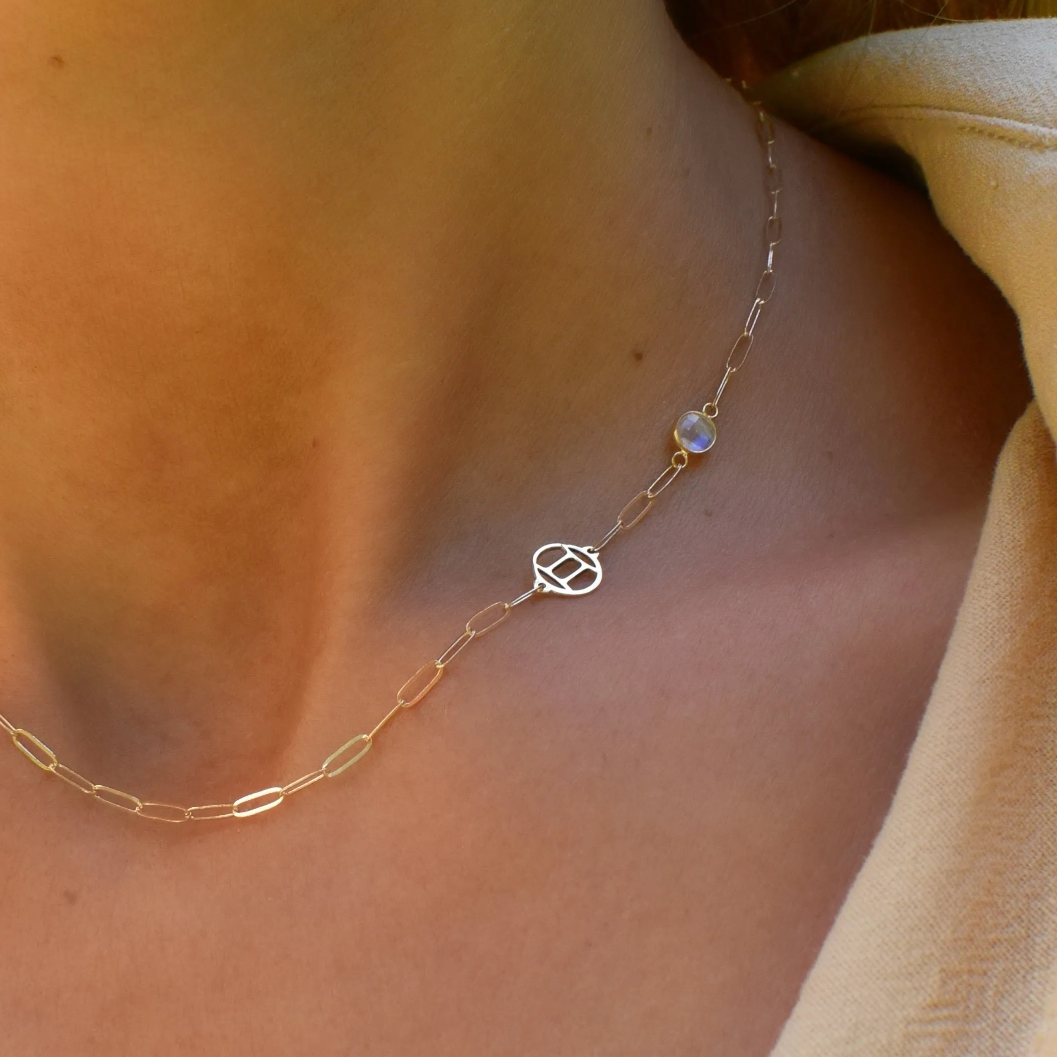 Personalized Gemini & Birthstone Necklace on Adelaide Mini in 14k Gold sold by Haverhill product image thumbnail 3