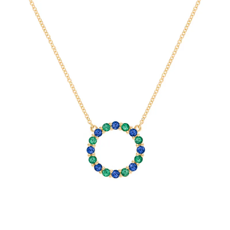 Personalized Rosecliff Circle Birthstone Necklace in 14k Gold sold by Haverhill