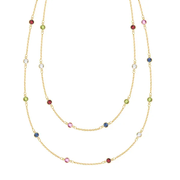 Personalized Bayberry Birthstone Long Necklace in 14k Gold sold by Haverhill