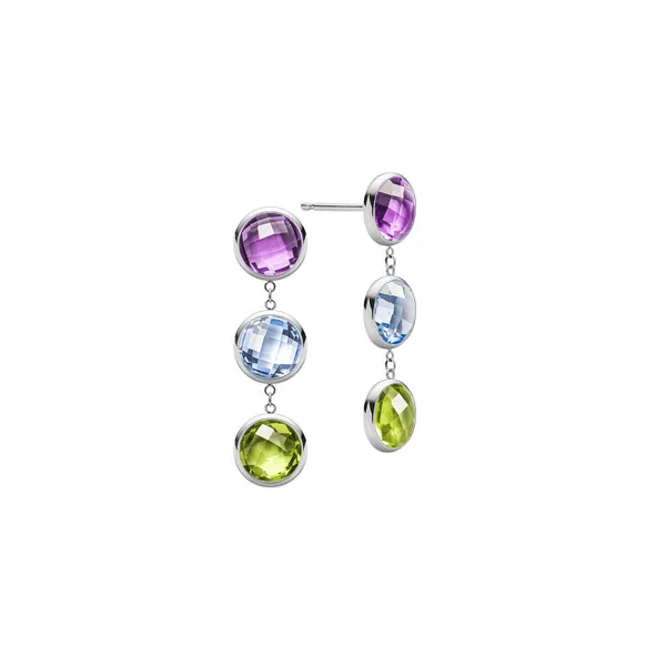Personalized Newport Grand 3 Birthstone Earrings in 14k Gold sold by Haverhill