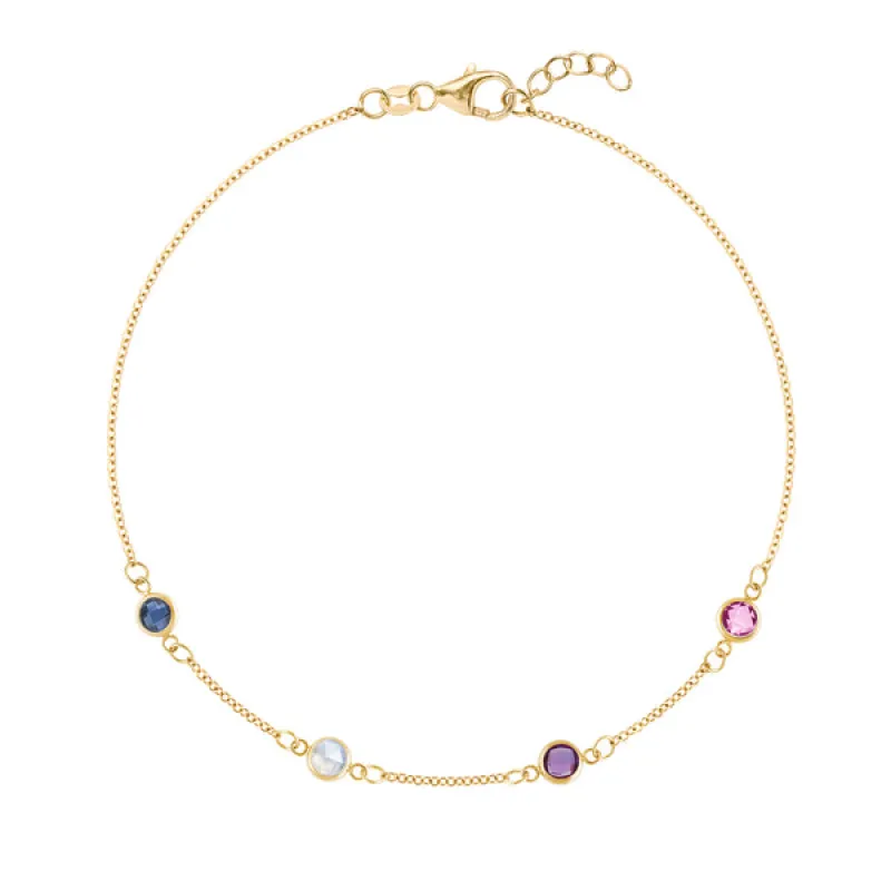 Personalized Classic 4 Birthstone Bracelet in 14k Gold sold by Haverhill