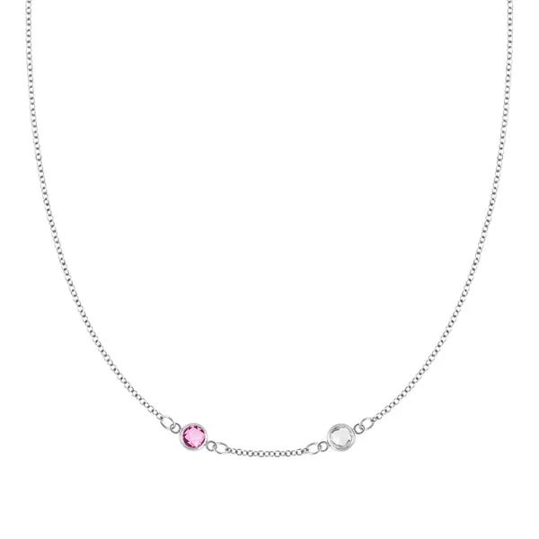 Personalized Classic 2 Birthstone Necklace in 14k Gold (Centered) sold by Haverhill