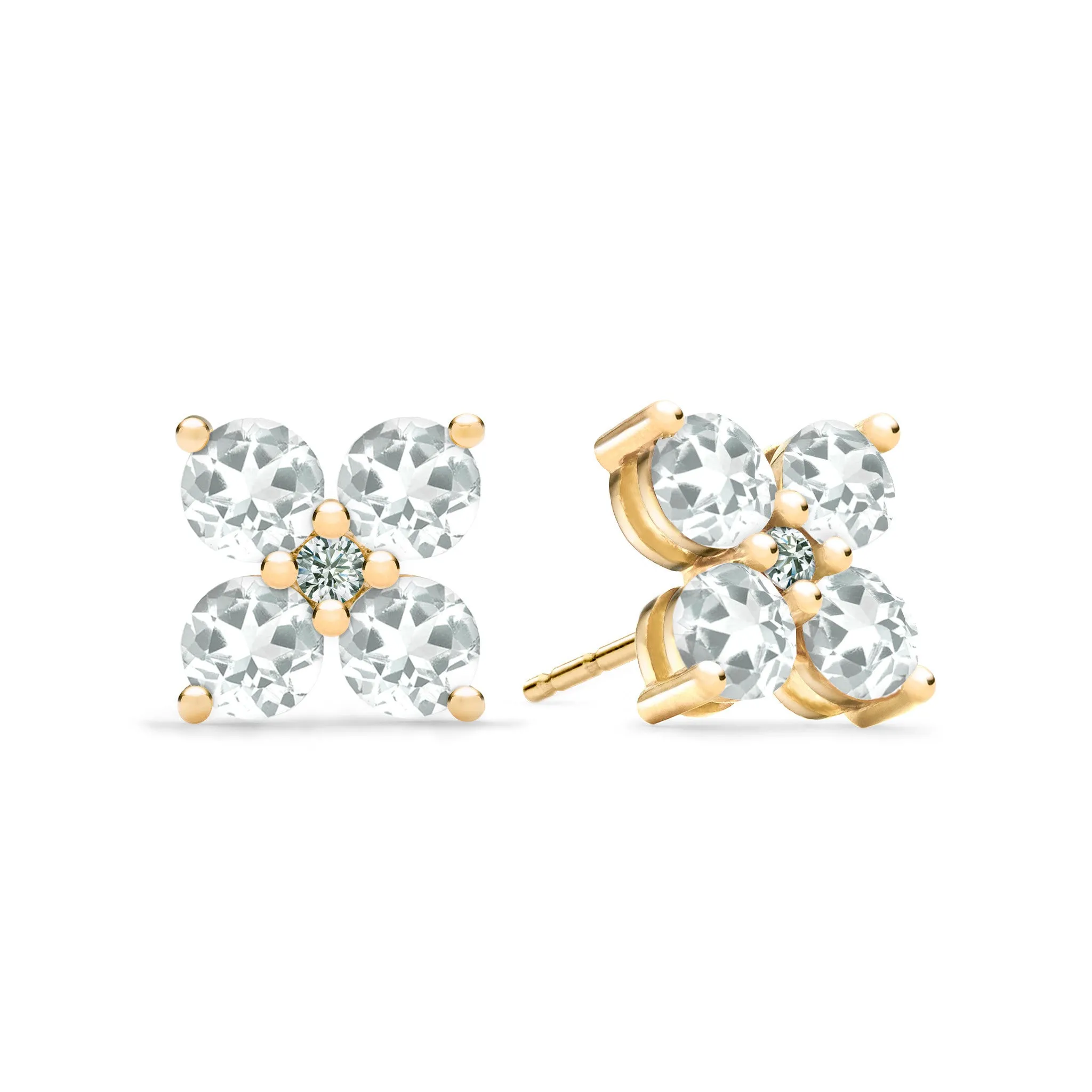 Personalized Greenwich 4 Birthstone & Diamond Earrings in 14k Gold sold by Haverhill product image thumbnail 4