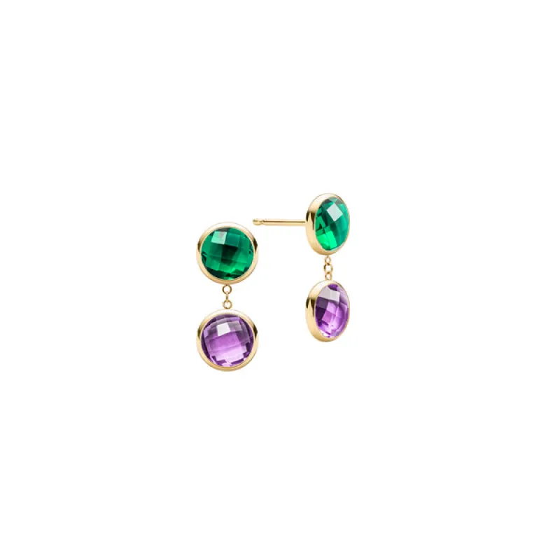 Personalized Grand 2 Birthstone Earrings in 14k Gold sold by Haverhill