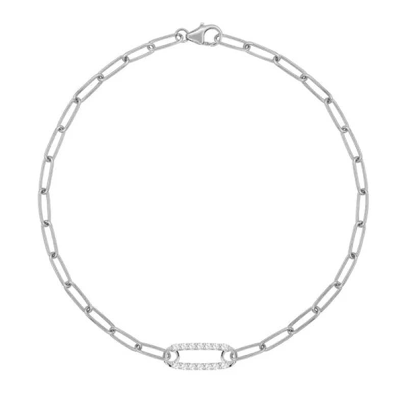 Personalized Adelaide 1 Pavé Birthstone Link Bracelet in 14k Gold sold by Haverhill