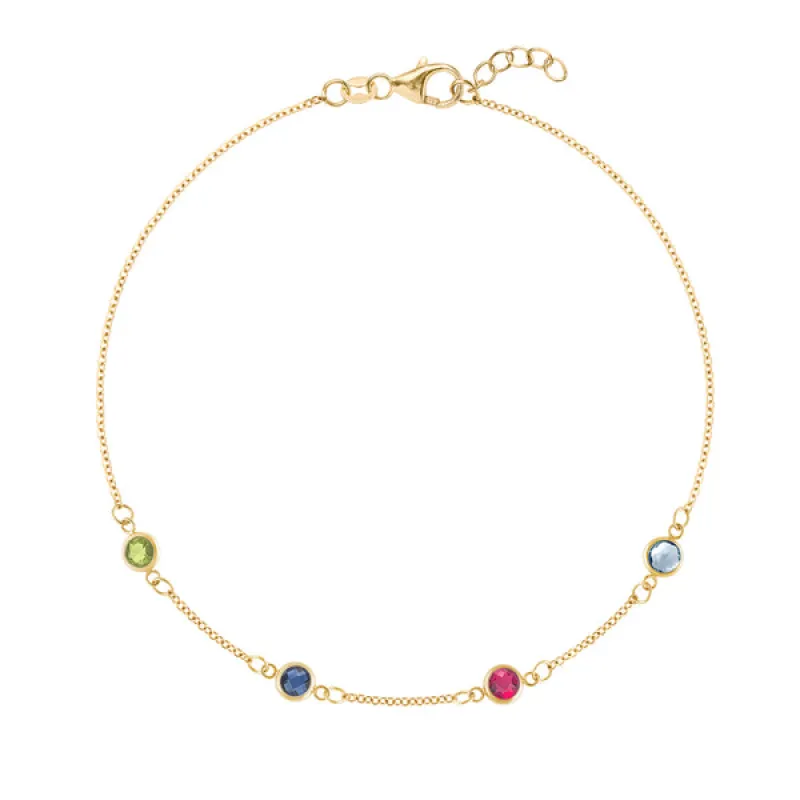 Personalized Classic 4 Birthstone Bracelet in 14k Gold sold by Haverhill