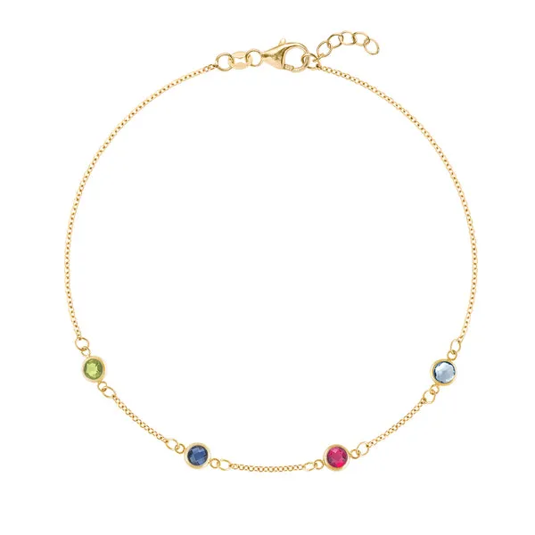 Personalized Classic 4 Birthstone Bracelet in 14k Gold sold by Haverhill