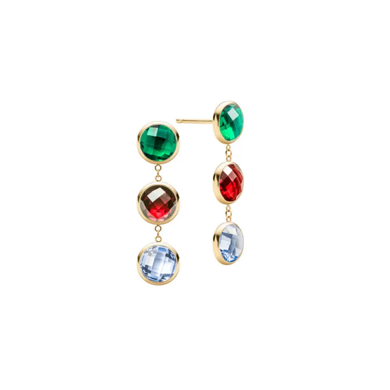 Personalized Newport Grand 3 Birthstone Earrings in 14k Gold sold by Haverhill
