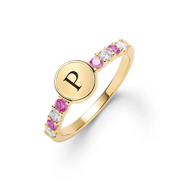 Personalized Rosecliff Letter Ring in 14k Gold sold by Haverhill