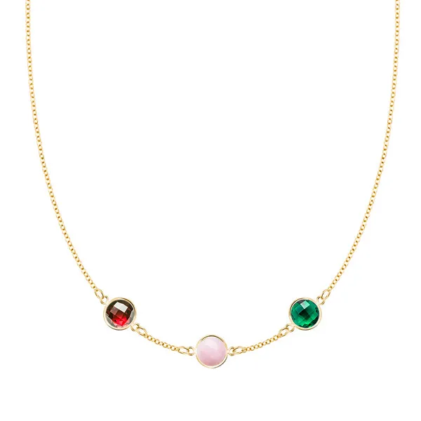 Personalized Grand 3 Birthstone Necklace in 14k Gold sold by Haverhill