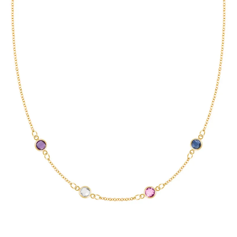Personalized Classic 4 Birthstone Necklace in 14k Gold sold by Haverhill