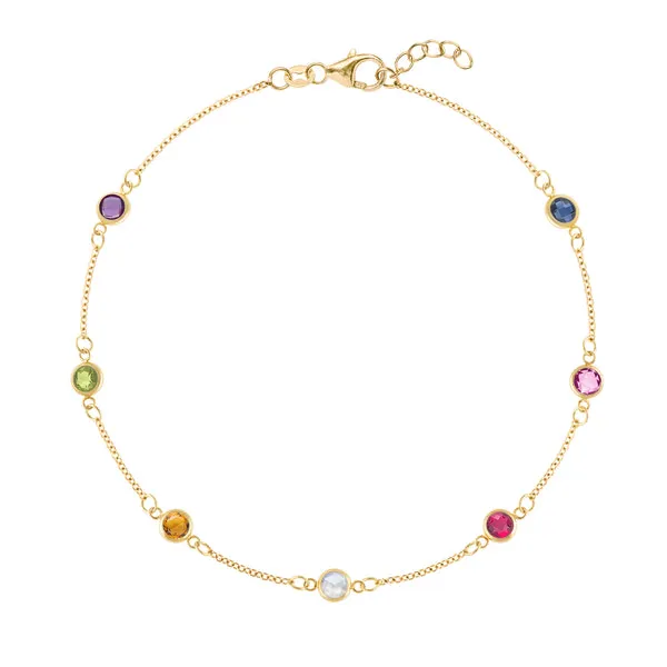 Personalized Classic 7 Birthstone Bracelet in 14k Gold sold by Haverhill