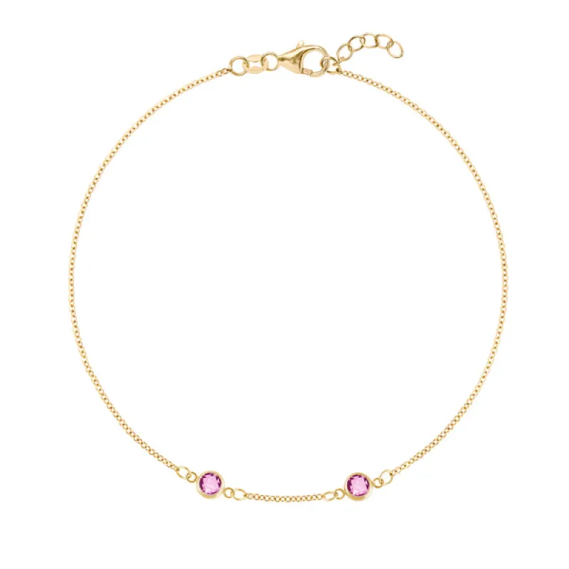 Personalized Classic 2 Birthstone Bracelet in 14k Gold sold by Haverhill
