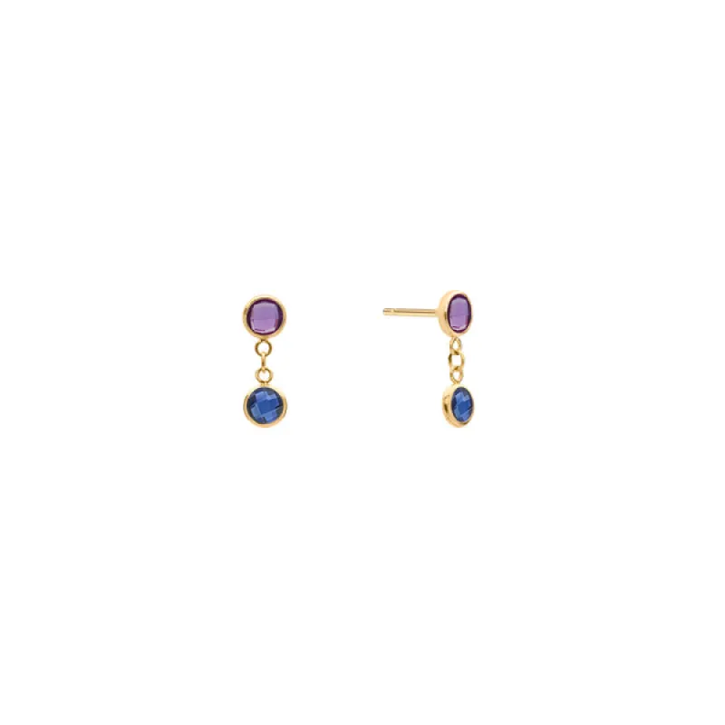 Personalized Classic 2 Birthstone Earrings in 14k Gold sold by Haverhill