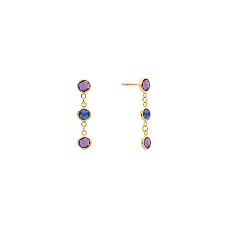 Personalized Classic 3 Birthstone Earrings in 14k Gold sold by Haverhill