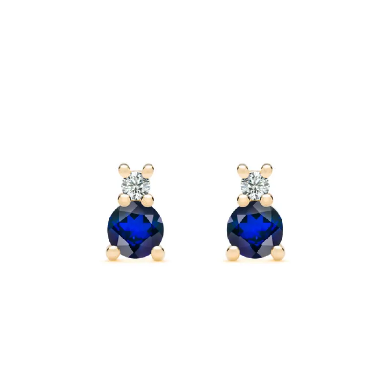 Personalized Greenwich Solitaire Birthstone & Diamond Earrings in 14k Gold sold by Haverhill