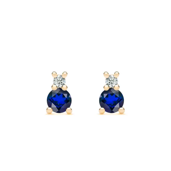 Personalized Greenwich Solitaire Birthstone & Diamond Earrings in 14k Gold sold by Haverhill