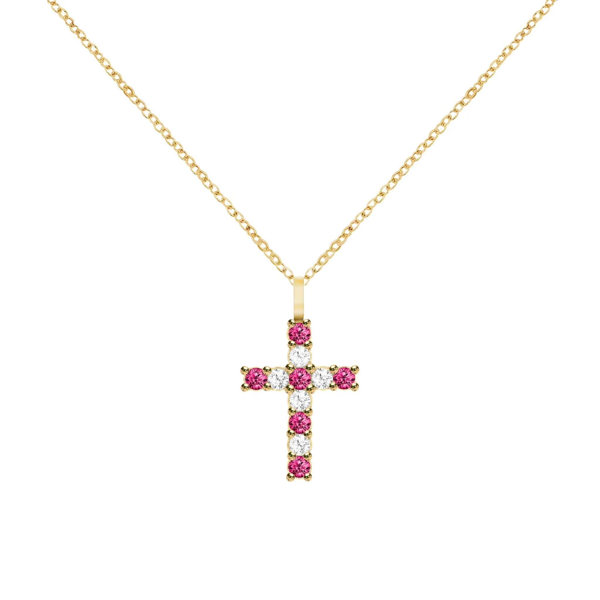 Rosecliff Cross Diamond & Ruby Pendant in 14k Gold (July) sold by Haverhill product image thumbnail 5